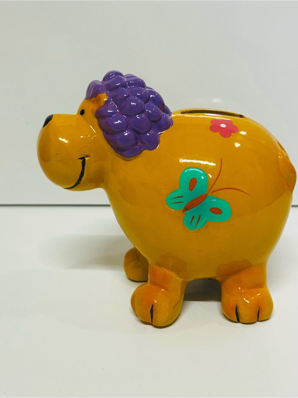 Vintage Cheerful Lion Coin Piggy Bank - Picture 4 of 6